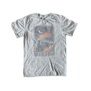 Par tee women’s small graphic t-shirt boho rock Hot Mess express train grey humo